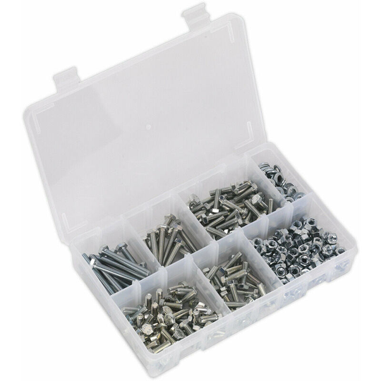 Loops - 408 Piece Setscrew Nut & Washer Assortment - High Tensile Steel - M6 Metric
