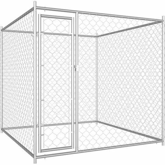 Outdoor Dog Kennel 193x193x185 cm - Silver