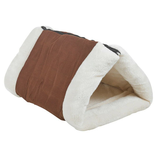 Cat Tunnel Pillow in Brown/White