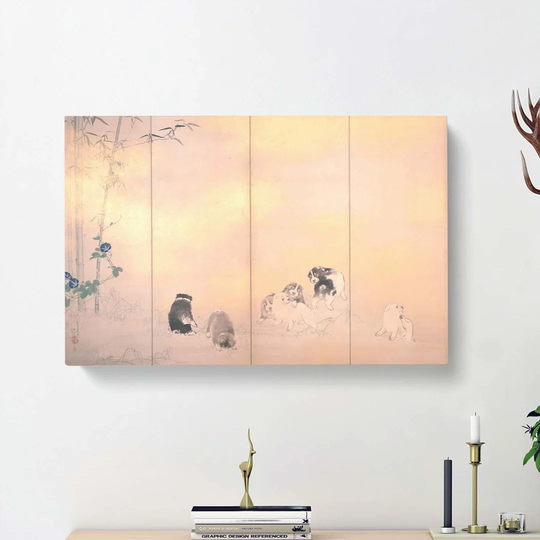 Puppies by Takeuchi Seiho - Wrapped Canvas Painting Pint