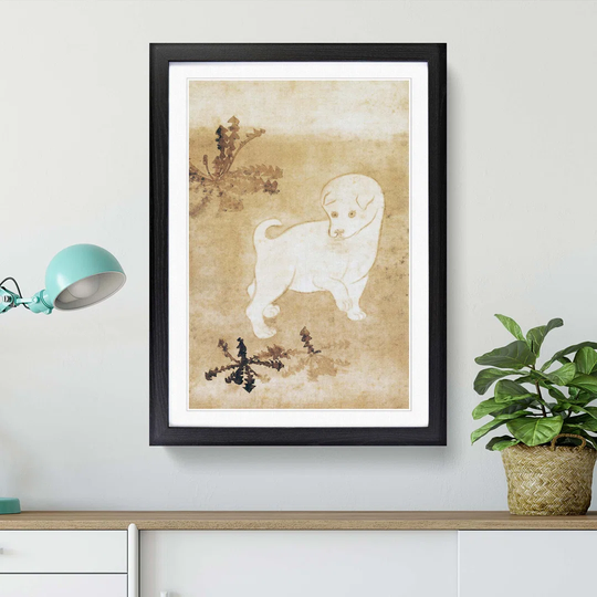 Puppy and Dandelions by Tawaraya Sotatsu - Picture Frame Painting Print