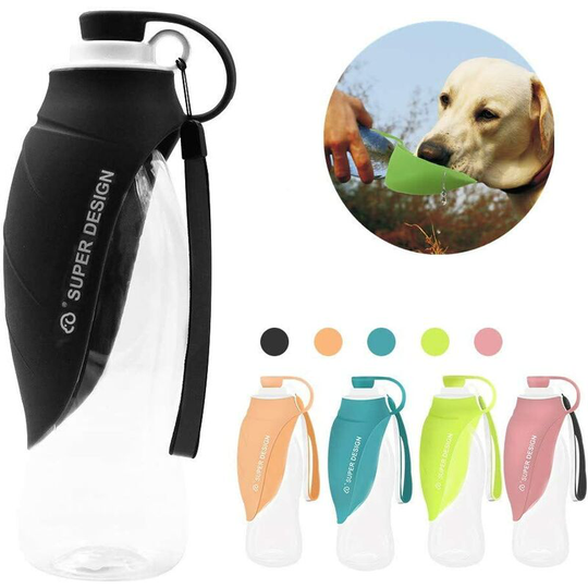 Portable Dog Bottle Silicone Travel Water Bottle - Black - Litzee