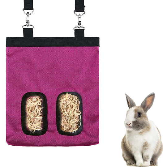 Rabbit hay Feeder Bag Bunny Guinea Pig,Hay Guinea Pig Hay Feeder, Rabbit Feeder Fabric Bag Feeder Storage Bag, pink