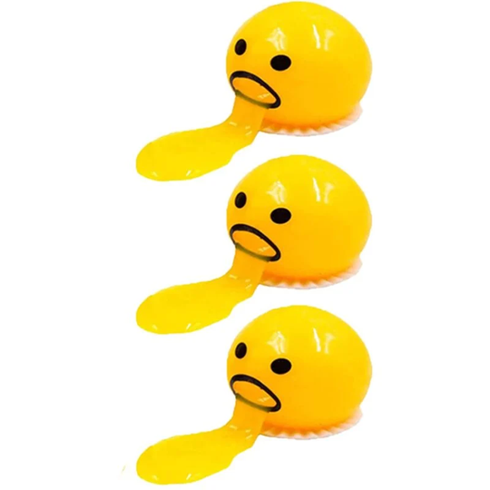 The Puking Ball - 3 Pcs Tiktok Disgusting Vomiting Egg Yolk Ball Toy, Squishy Puking Egg Yolk Stress Ball, Round Vomiting And Sucking Lazy Egg Yolk