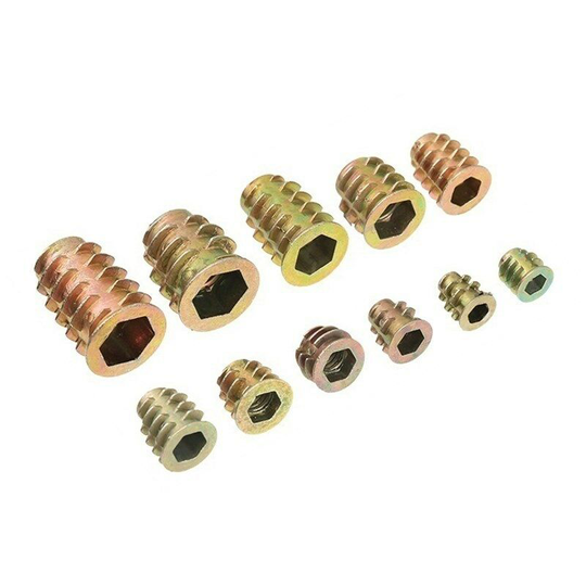 Litzee - 230 Pcs Hex Socket Screw Nut Sets Multiple Specifications Corrosion Resistance Threaded Zinc Alloy Wire Hex Drive Head Nuts for Wood