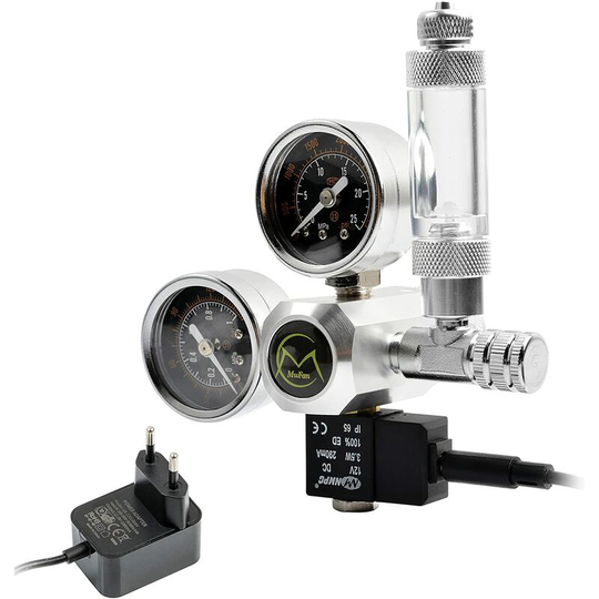 Naxunnn - Aquarium CO2 Regulator with 12V Adapter, Aquarium Pressure Reducer, Dual Pressure Gauge Includes Bubble Counter and Check Valve, W21.8