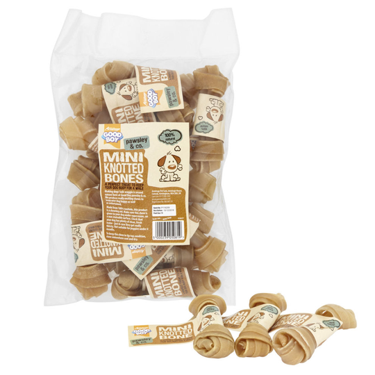 Good Boy Pawsley Rawhide Chew Knotted Mini 10cm (4'') 15pack