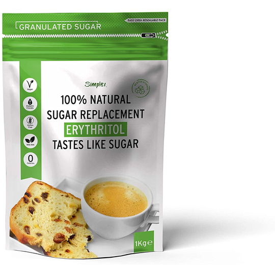 100% Natural Erythritol Sugar Replacement 1Kg (2.2 lb) Granulated Sugar - Zero Calorie - No Bitter Taste
