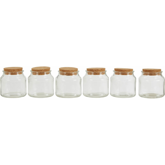 Small Round Clear Glass Jar With Renewable Cork Lid For Storage Multipurpose Stylish Lightweight Removable Lid W22 x D16 x H8cm. - Premier Housewares