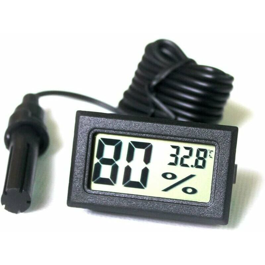 Thsinde - Integrated lcd Digital Thermometer-Hygrometer Tuner with External Probe for Aquarium-Poultry-Reptile Incubator Black