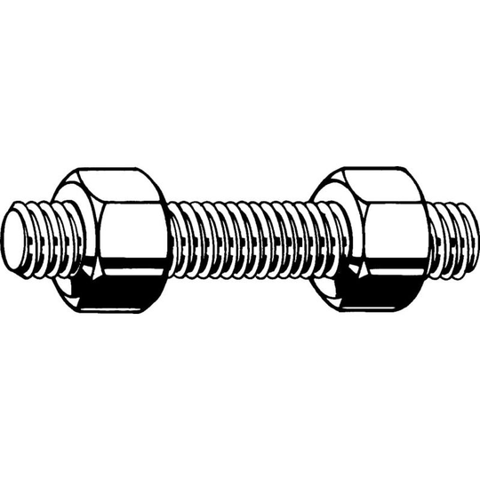 1/2 unc x 80 (3.1/4) Studbolt & 2 Nuts A193 bzp (GR-B7/2H) - Qualfast