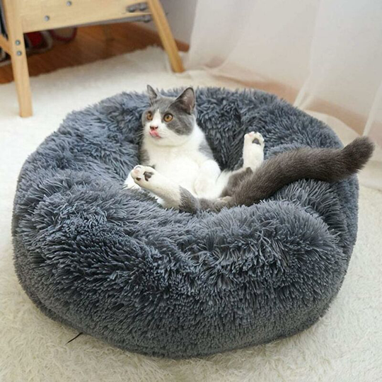 Pet Bed Boxer Shorts Proof Plush Soft Round Cat Sleeping Bed Small Dog Bed Dark Gray - 50cm