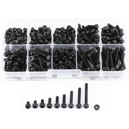 Bearsu - 280Pcs M3 Socket Head Cap Screw Kit M3 Hex Head Screw Cap Screw Cap with Storage Box