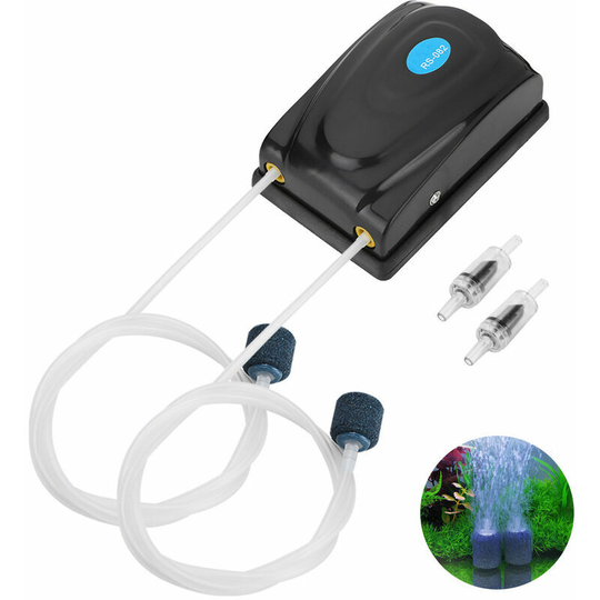 Mini 5W Aquarium Air Pump, Quiet Aquarium Bubbler, Oxygen Aerator Pump for Small Aquarium, with Air Hose, Air Stone and Check Valve