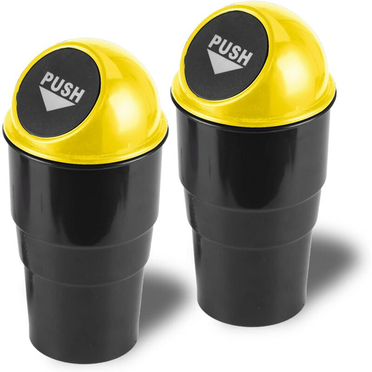 Mini Car Trash Can, Small Automatic Portable Trash Can with Lid, for Car Home Office (yellow)