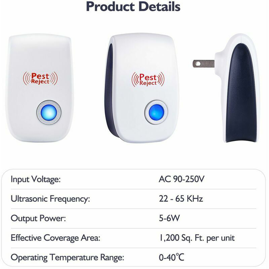Kartokner - Ant10*6*7cm Indoor Electronic Insect Repeller Mosquito Repellent Fly FleaUltrasonic Repellent Cockroach Spider