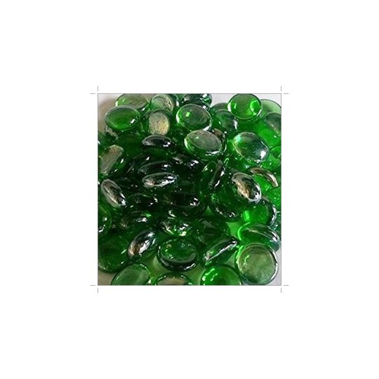(Green) 100 Glass Pebbles 20mm (approx 450g)