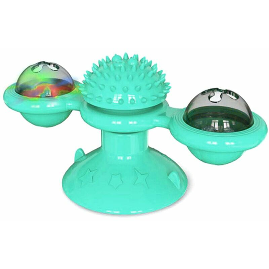 Rotated Windmill Toy Pet Friction Tools Lighting Playing Rotary Toy,model:Lake blue