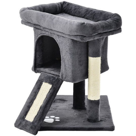 Cat Tree, 61cm Small Cat Climbing Tower with Sisal Scratching Posts Condo Viewing Platform (Dark Gray)