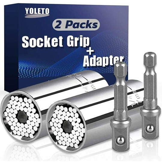 Joorrt - Key to Universal Socket - 2 Piece Gift For Dad/Men, Key Gadget Socket Set to 7-19mm Multi-Function Repair Ratchet with Power Drill Adapter