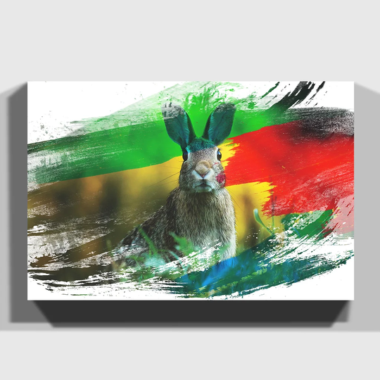 'Rabbit in a Meadow' Graphic Art Print on Canvas