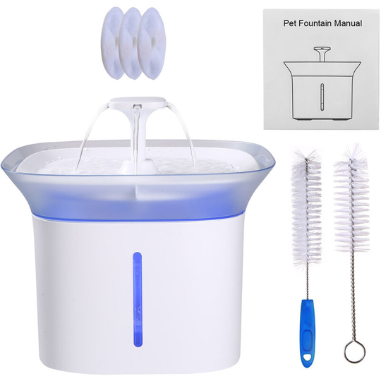 2L Cat Water Fountain with led Light Auto Power Off Pet Fountain Drinking Pet Slow Water Feeders