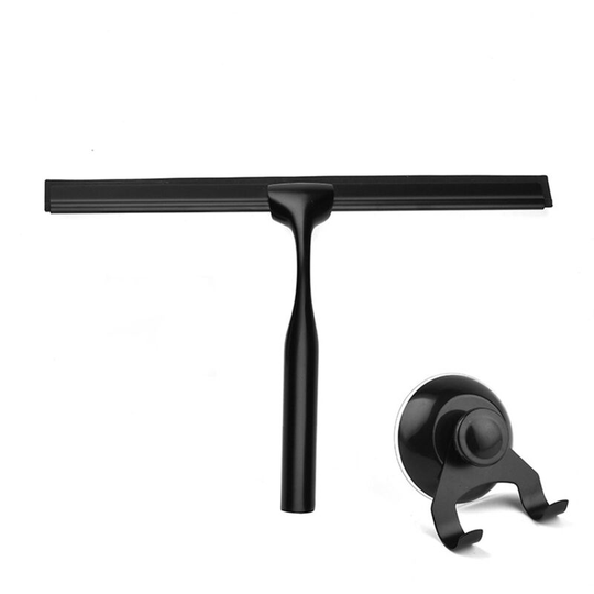 Shower squeegee with wiper blades for cleaning bathroom mirrors (suction cup)