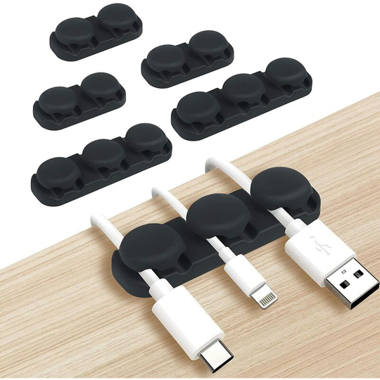 Desk Organizer Cable Clips, 5 Pack Cable Holder, Silicone Cable Management Storage for usb Charger/Mouse Cables (Black)