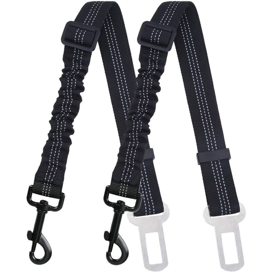 Dog Car Seat Belt, 2 Pack Pet Dog Cat Safety Belt Adjustable Lead Universal Car Vehicle Harness Shock Absorbing Elastic
