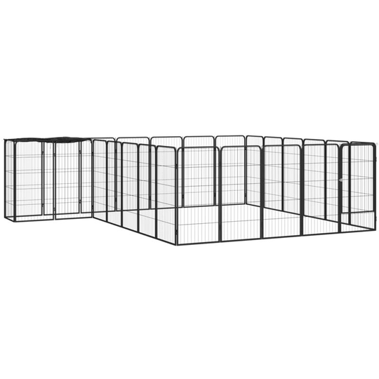 26-Panel Dog Playpen Black 50x100 cm Powder-coated Steel Vidaxl Black