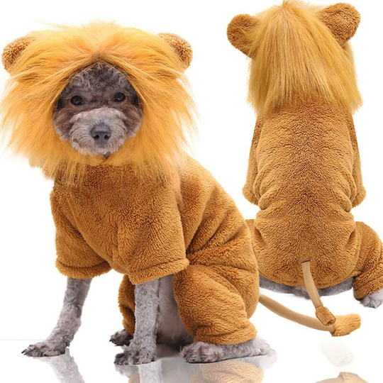 Pet clothes puppy dog cat hoodie warm sweater costume halloween cosplay party clothes, lion, m