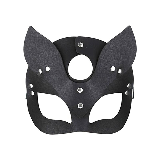 Masquerade Mask for Women Black Deluxe Leather Cat Fox Mask Cosplay Christmas Party Valentines Gifts Costume Props black