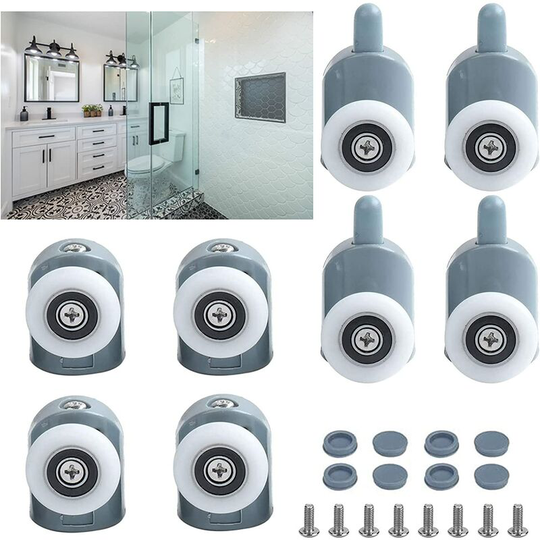 Monly - Shower Door Roller Door Rollers, 8 Pieces Shower Door Pulley, Single Shower Door Rollers, 23mm Wheel Diameter Home Bathroom Replacement Parts