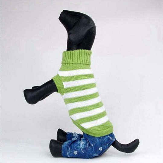 Deckon - Popular Fashion Pet Winter Warm Sweater Interval Color Pet Clothes Pet Sweater - Green xxl