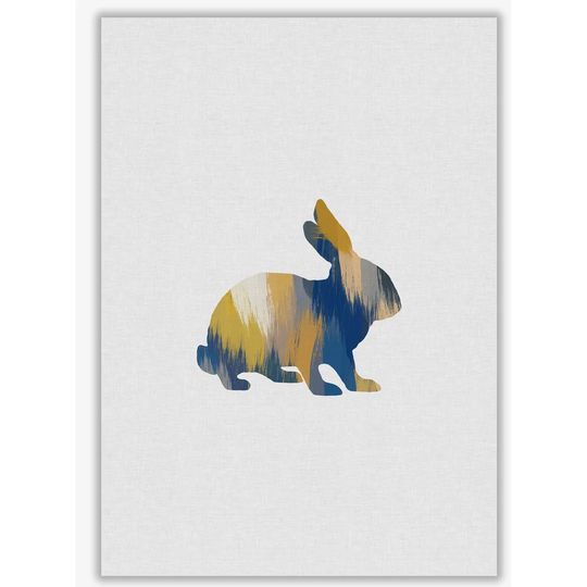 Rabbit Blue & Yellow - Graphic Art Print on Paper