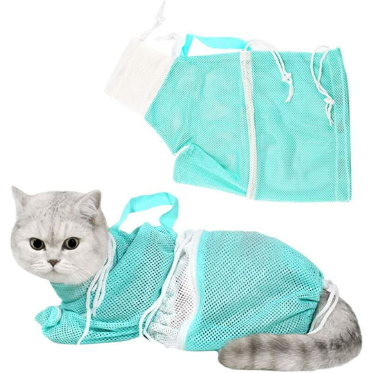 Cat Bathing Bag,Puppy Dog Cleaning Shower Bag- Adjustable Anti-Bite and Anti-Scratch Polyester Soft Restraint Cat Grooming Bag for Bathing, Nail