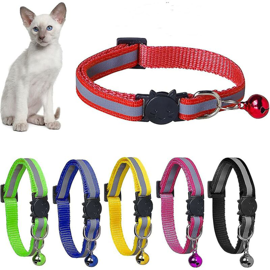 Pack Reflective Cat Collars With Bells, Quick Safety Release Breakaway Cat Gift