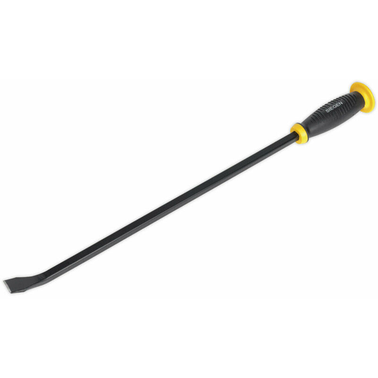 610mm Angled Pry Bar with Hammer Cap - Heat Treated Steel Shaft - Soft Grip