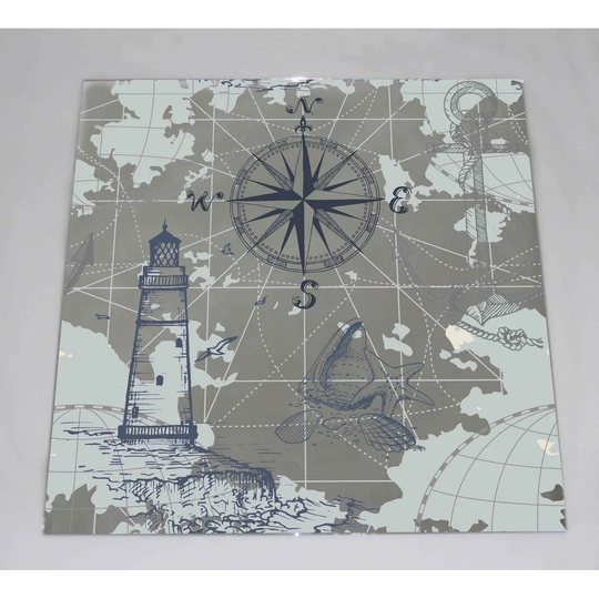 Sea Map with Compass Accent Mirror