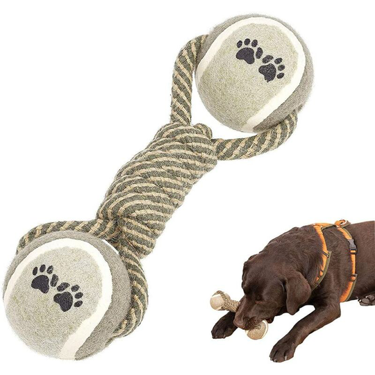 Dog Chew Toys-Cotton Rope-Double Tennis-Learning to Clean Teeth
