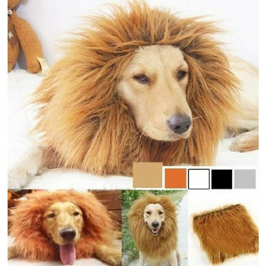 Large Pet Dog Cat Lion Wigs Mane Hair Festival Party Fancy Dress Clothes Suit m neck max 60cm light brown,