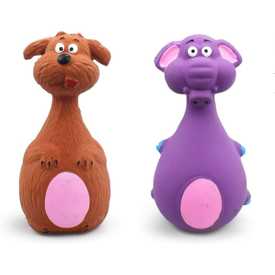 Squeak Toys for Dogs, Dogs Interactive Latex Chew Toys, Standing Stick Dog Companion for Small Medium Dog (2 Pieces, Elephant and Dog)