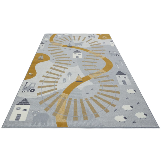 Machine Woven Mouse Mustard Rug