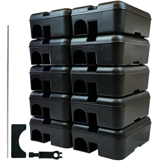 Roshield 10 Tamper Proof Rat Bait Box - Safety Control To Keep Pets And Children Away (Empty)