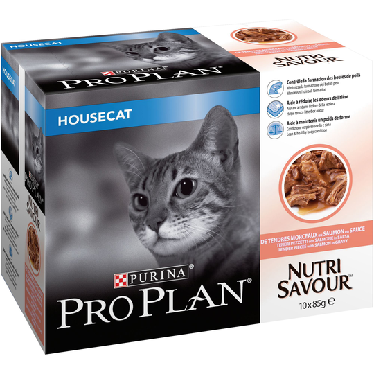 Purina Pro Plan Nutrisavour Housecat - Salmon: 10 x 85g