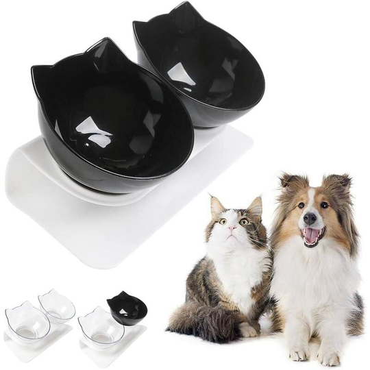 Cat Food Bowls, 15 ° Tilting Cat Bowls Double Cat Food Bowls Transparent Cat Food Bowl