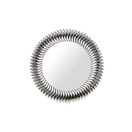 Schank Round Wood Framed Wall Mounted Accent Mirror in Silver