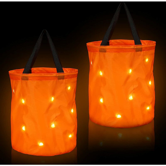 Ilovemilan - 2 Pieces led Light Halloween Candy Bags Light Up Halloween Party Bags Trick or Treat Bags Light Up Candy Bags Multipurpose Reusable
