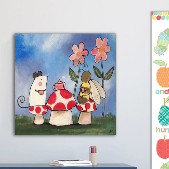 'Mushroom Tea Party' by Andrea Doss Art Print Wrapped on Canvas