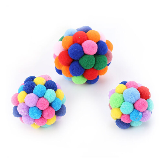 3 pcs pet toys handmade cat products built in cat molar bell color plush toy ball